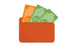 Wallet with money icon